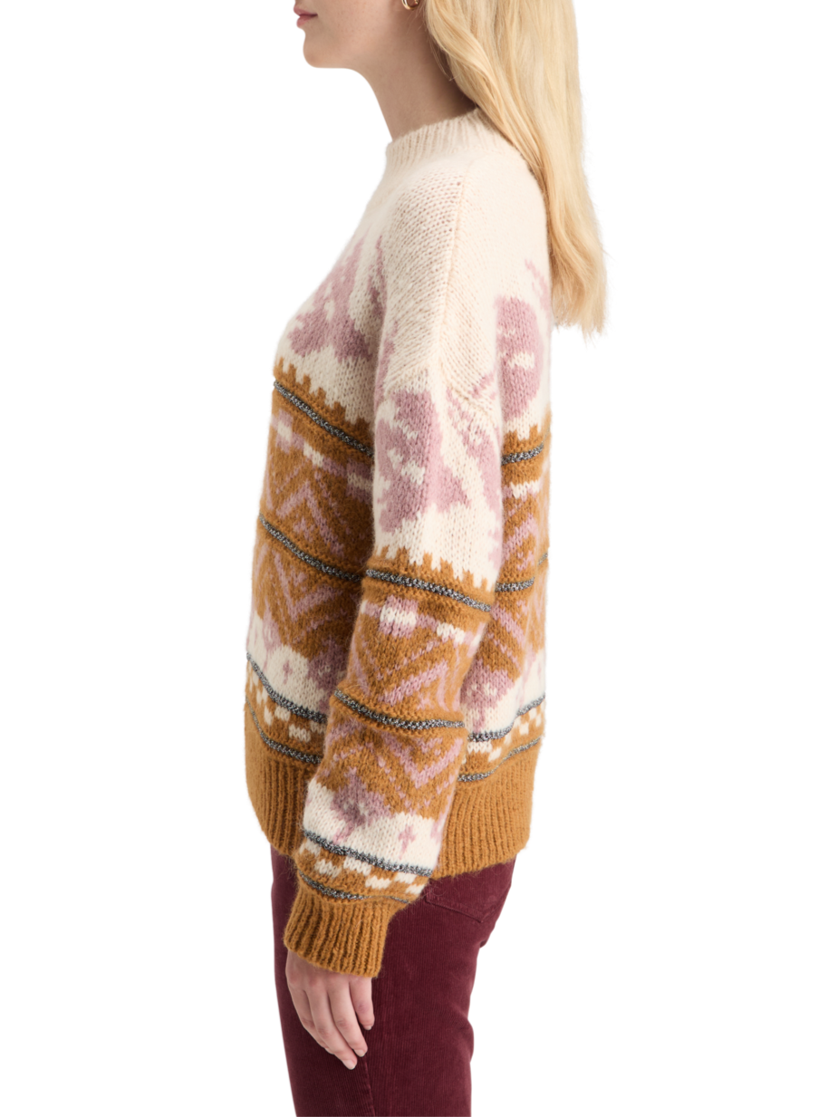METALLIC FAIR ISLE PULLOVER