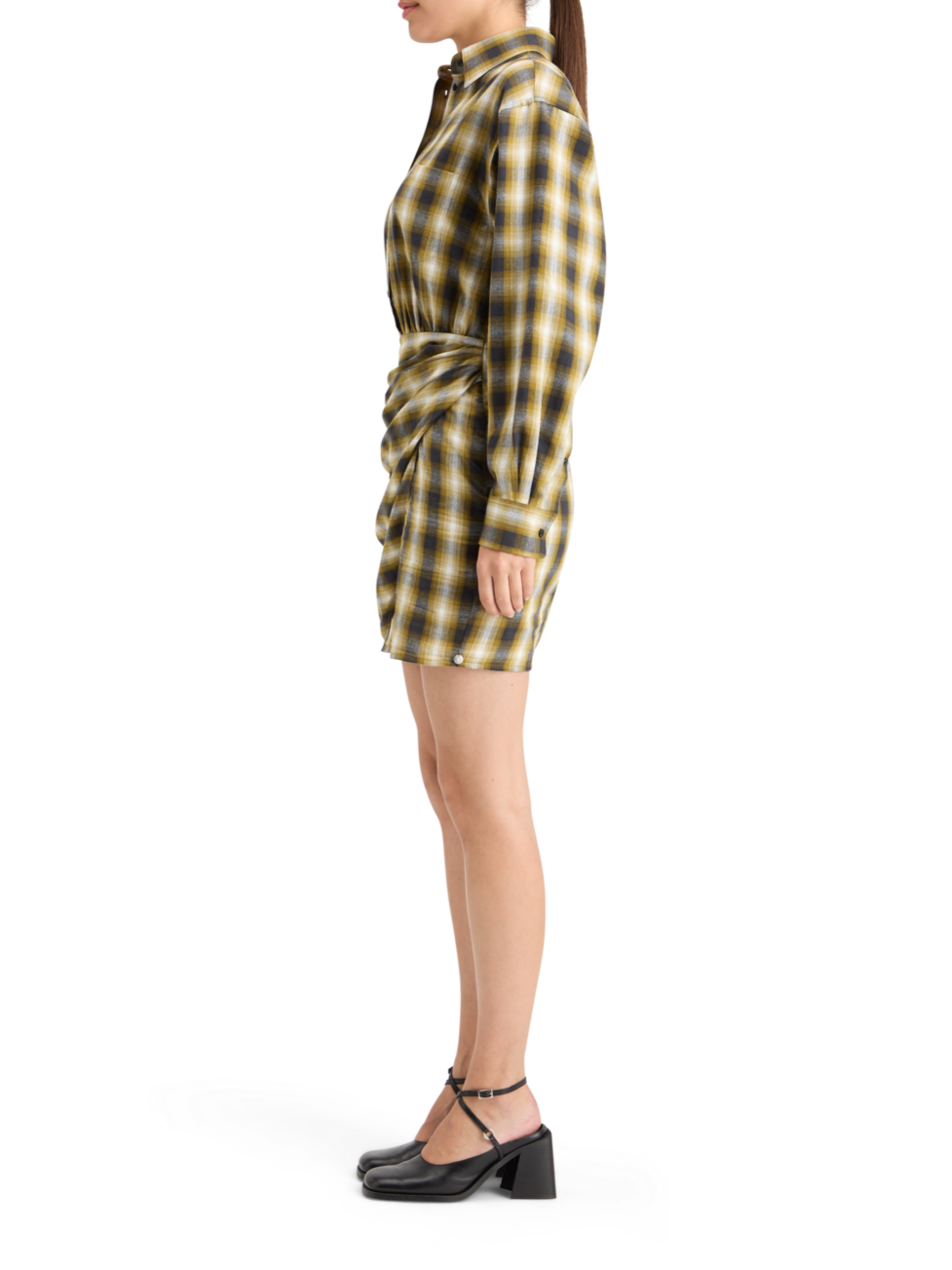 FLANNEL MINI WRAP DRESS