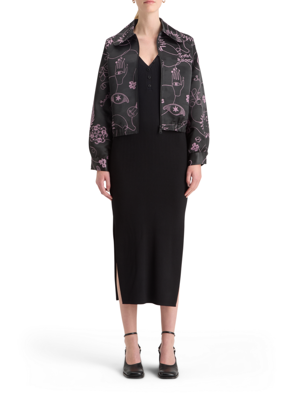 RIBBED KNITTED MIDI DRESS