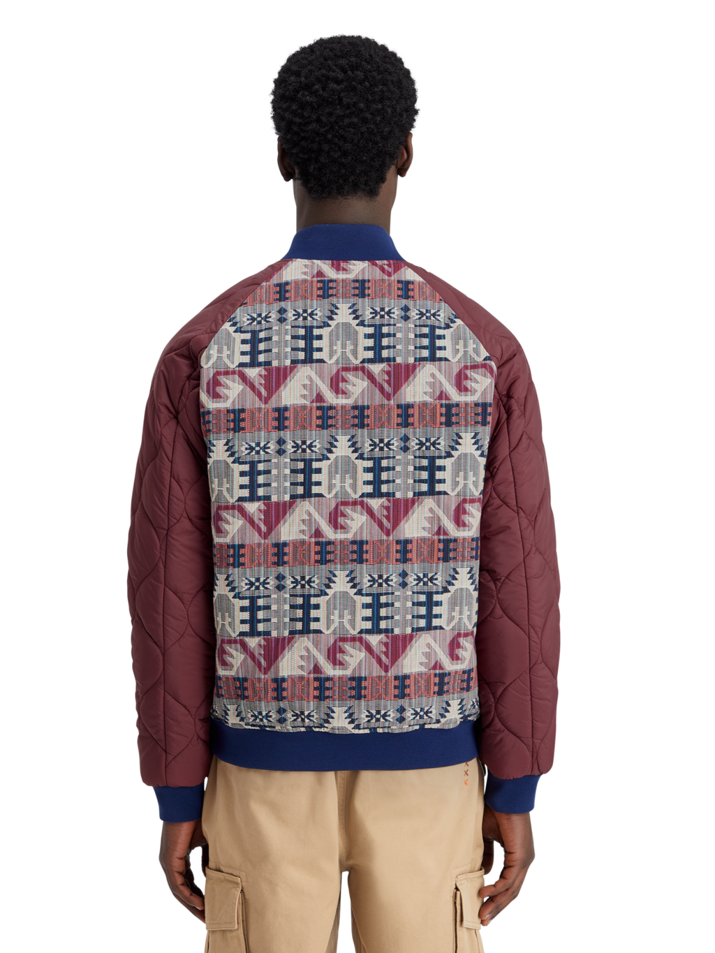 JACQUARD & NYLON PADDED BOMBER JACKET
