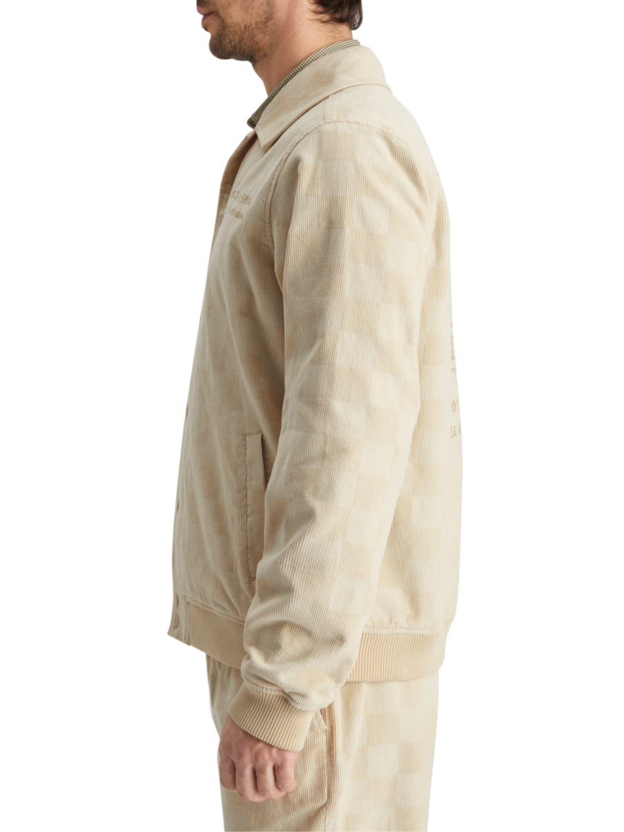 CHECK-PATTERNED CORDUROY COLLEGE JACKET