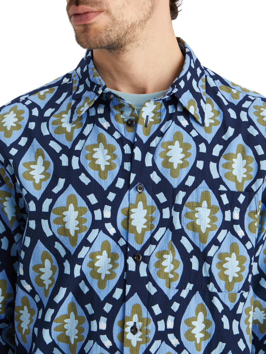 PRINTED SEERSUCKER SHIRT