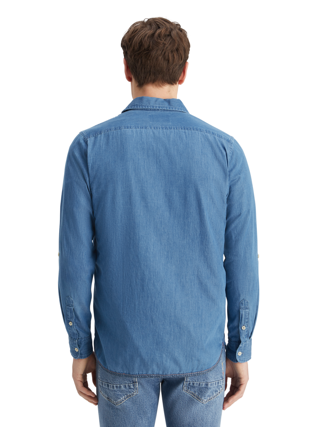 SMART INDIGO LIGHTWEIGHT DENIM SHIRT WITH SLEEVE ADJUSTERS