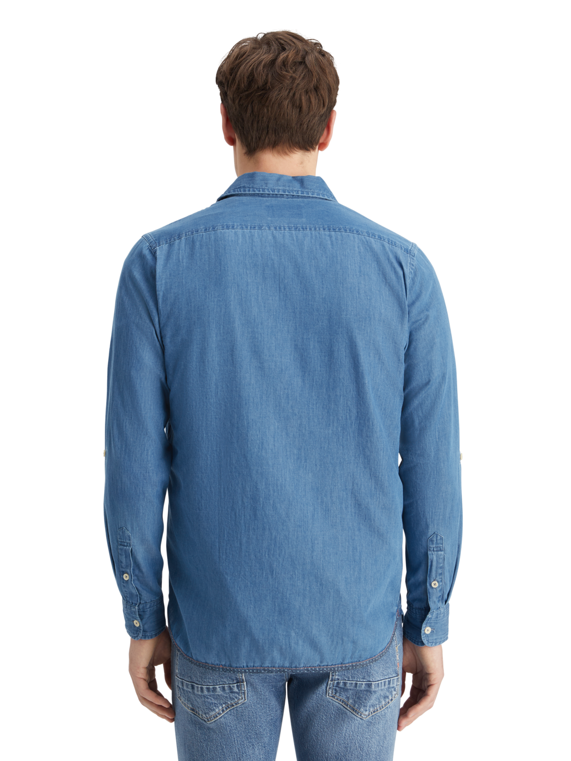 SMART INDIGO LIGHTWEIGHT DENIM SHIRT WITH SLEEVE ADJUSTERS