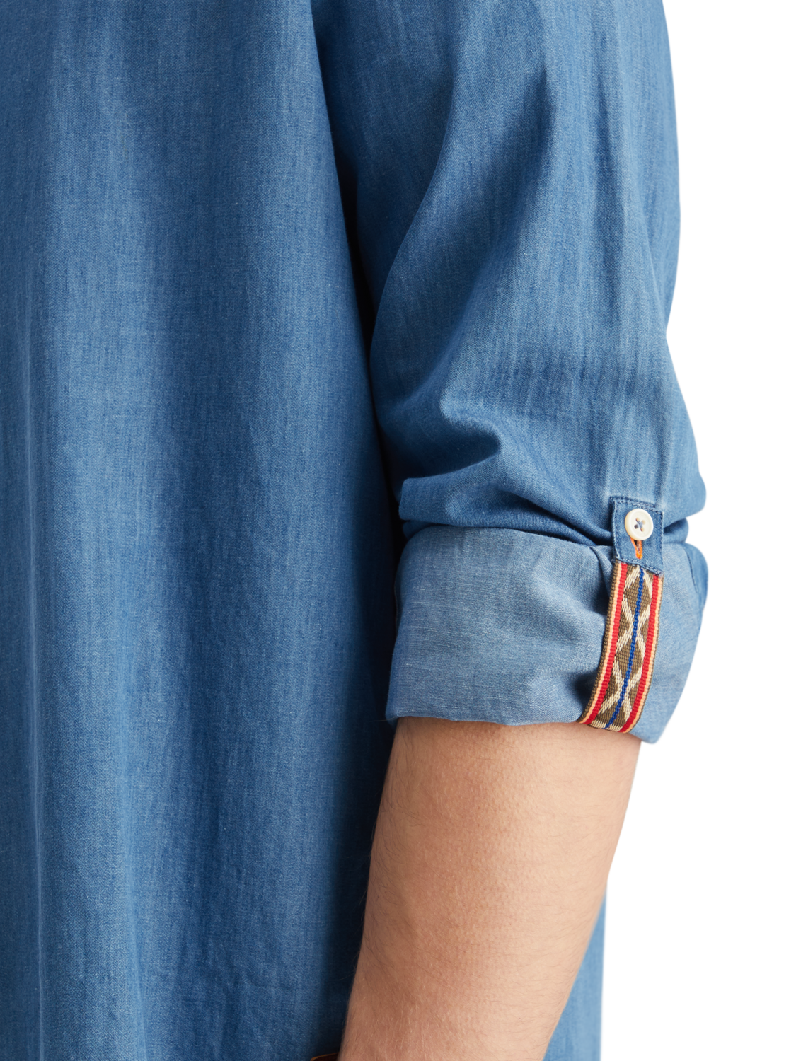 SMART INDIGO LIGHTWEIGHT DENIM SHIRT WITH SLEEVE ADJUSTERS