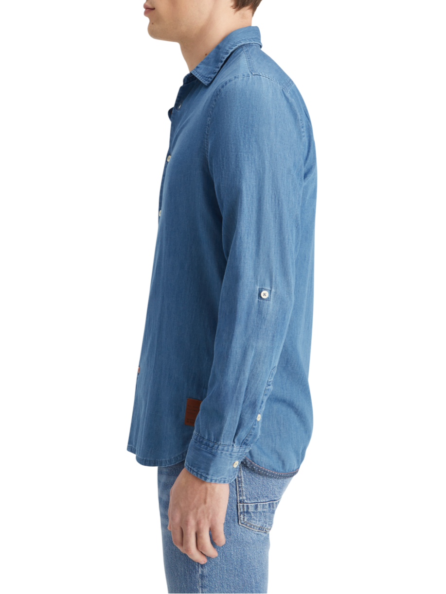 SMART INDIGO LIGHTWEIGHT DENIM SHIRT WITH SLEEVE ADJUSTERS