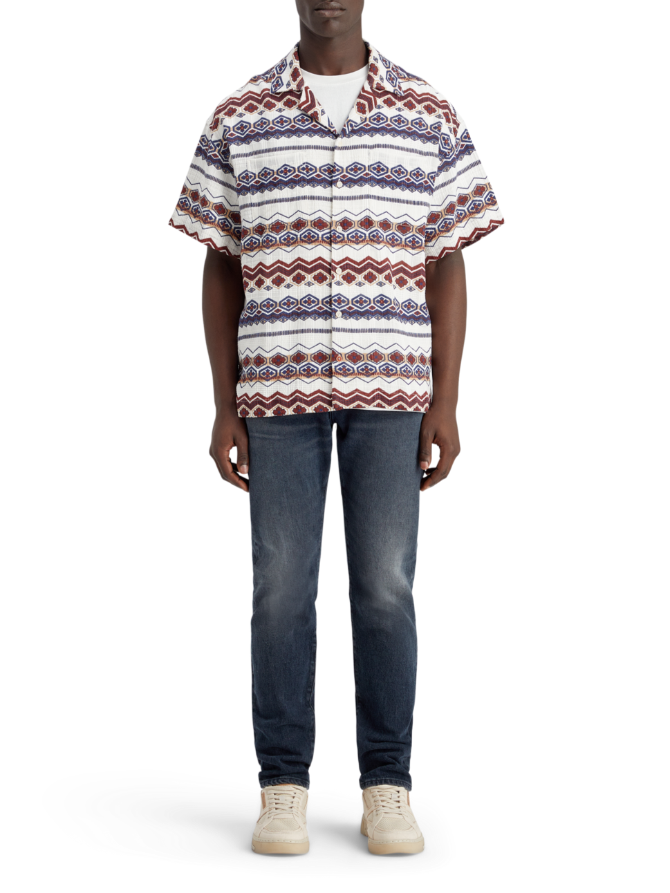 STRUCTURED PRINTED STRIPE SHIRT