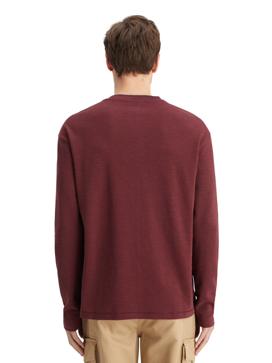 RELAXED FIT BLANKET STITCH SLUB LONGSLEEVE T-SHIRT