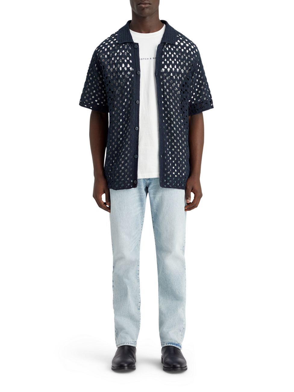 CROCHET KNITTED POLO SHORT SLEEVE