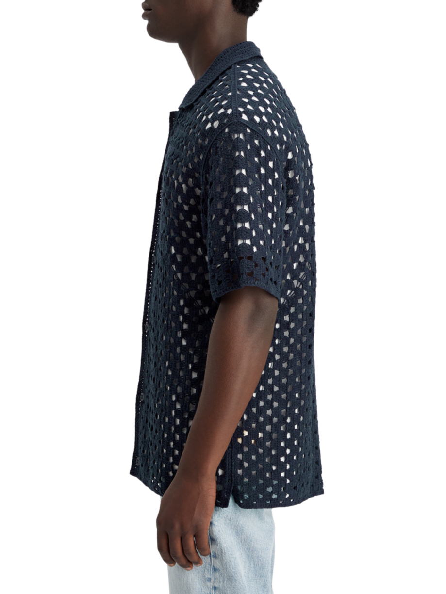 CROCHET KNITTED POLO SHORT SLEEVE