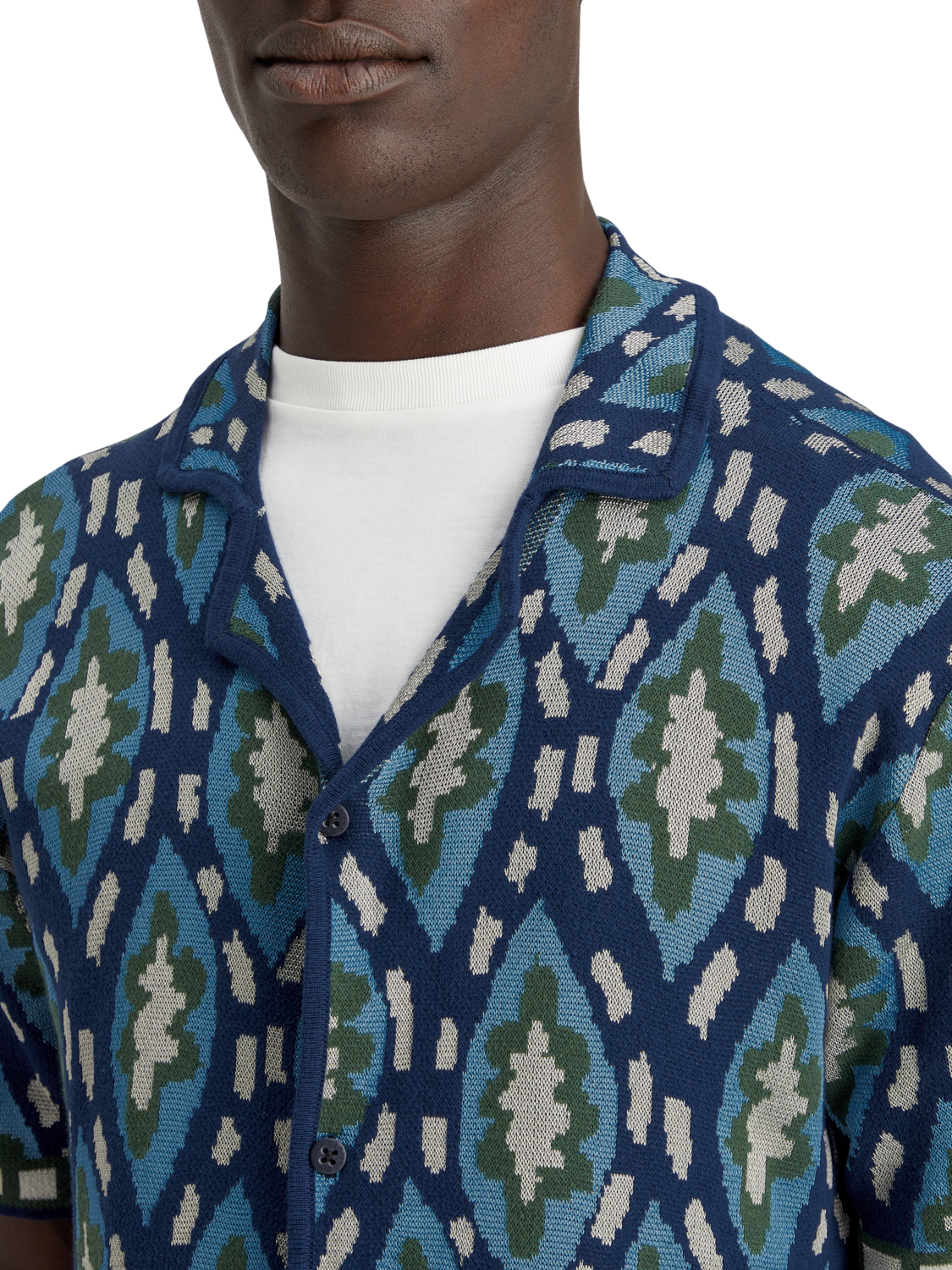 JACQUARD KNITTED SHORT-SLEEVED SHIRT