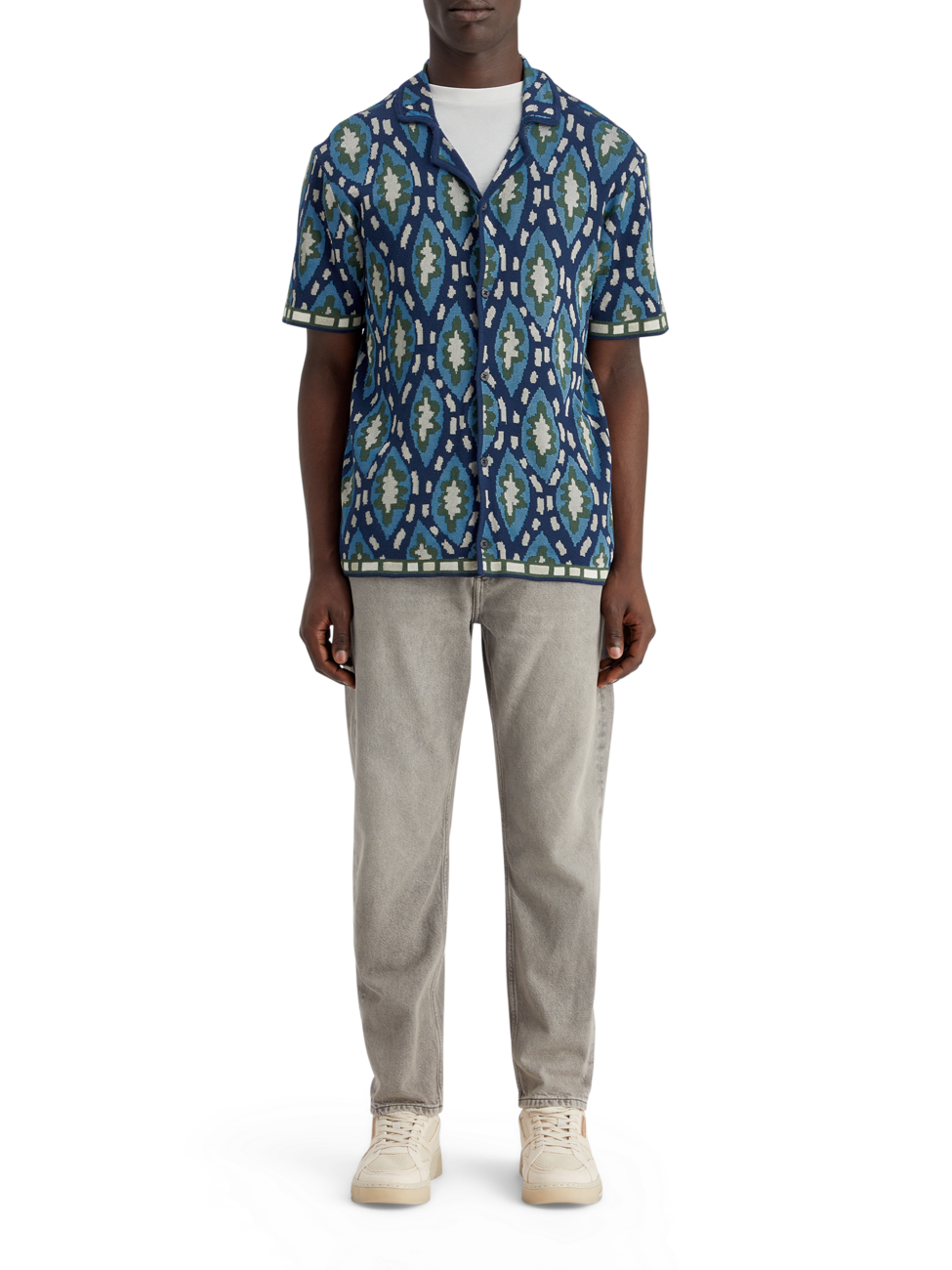 JACQUARD KNITTED SHORT-SLEEVED SHIRT