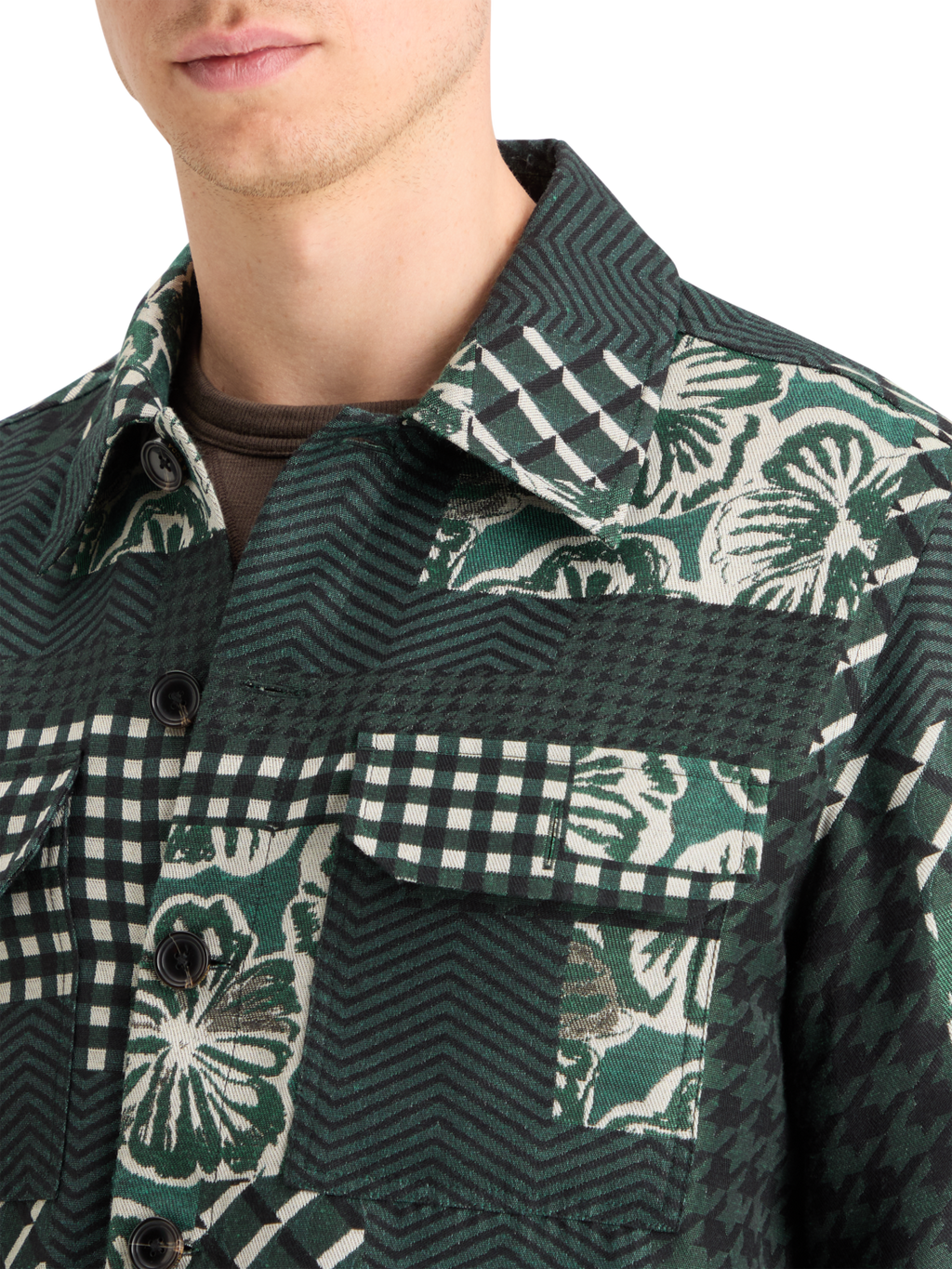 PATCHWORK JACQUARD OVERSHIRT