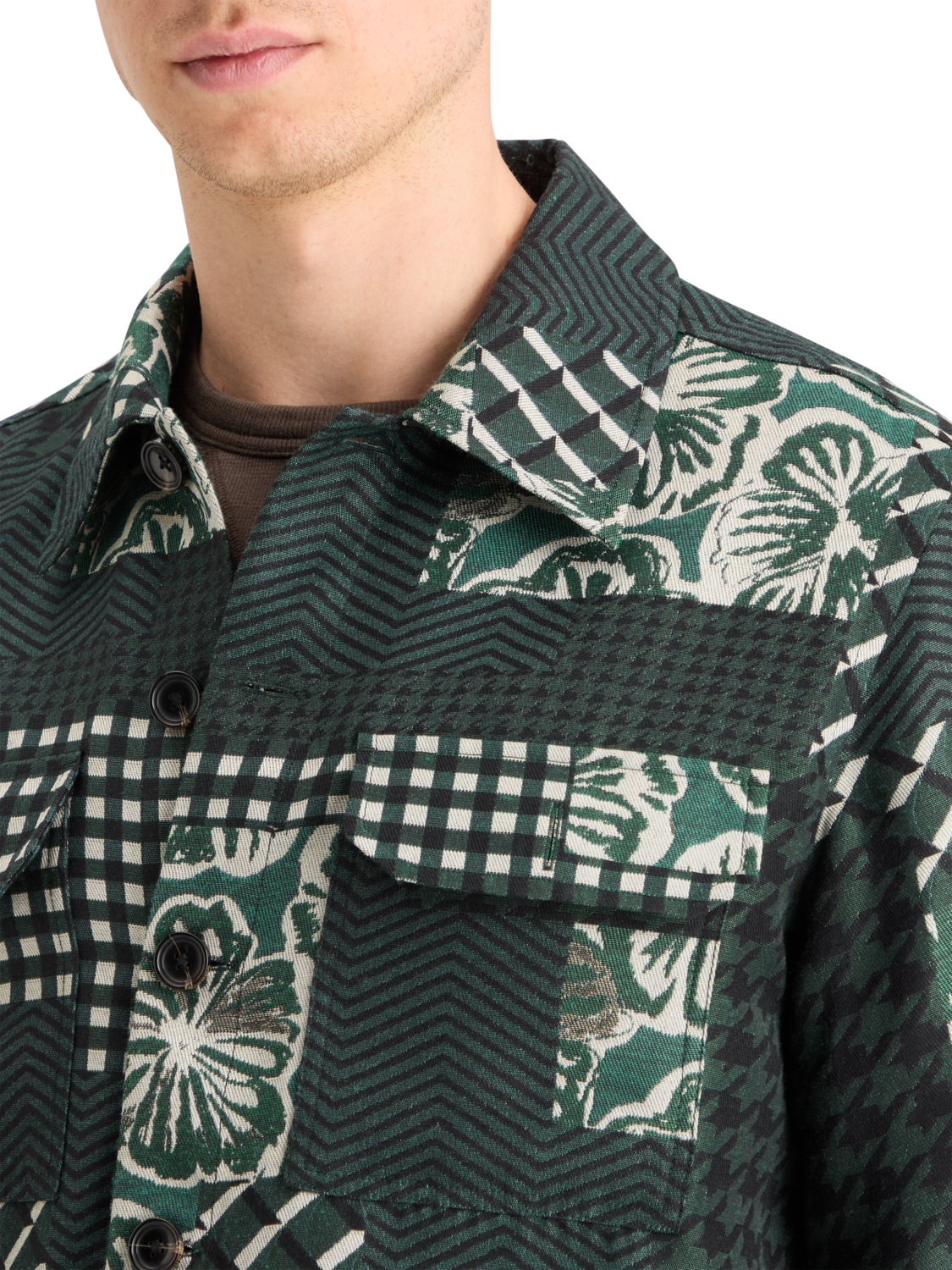 PATCHWORK JACQUARD OVERSHIRT