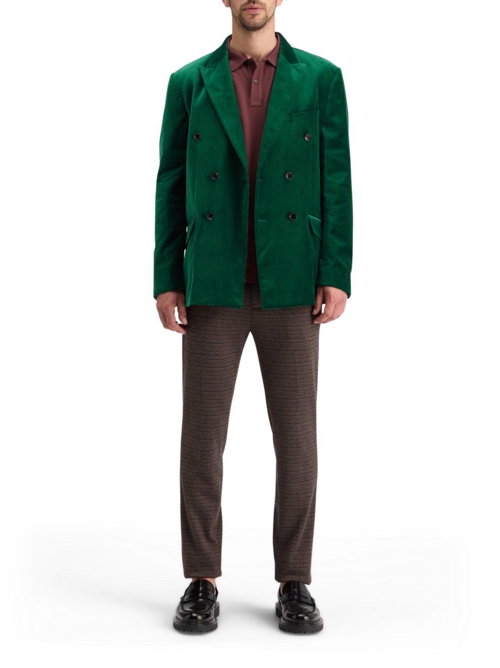 DOUBLE-BREASTED VELVET PARTY BLAZER
