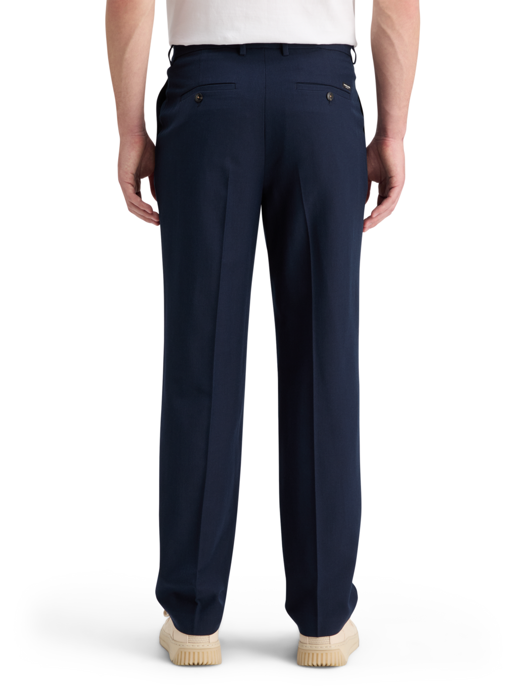 RELAXED STRAIGHT FIT PLEATED WOOL BLEND CHINO