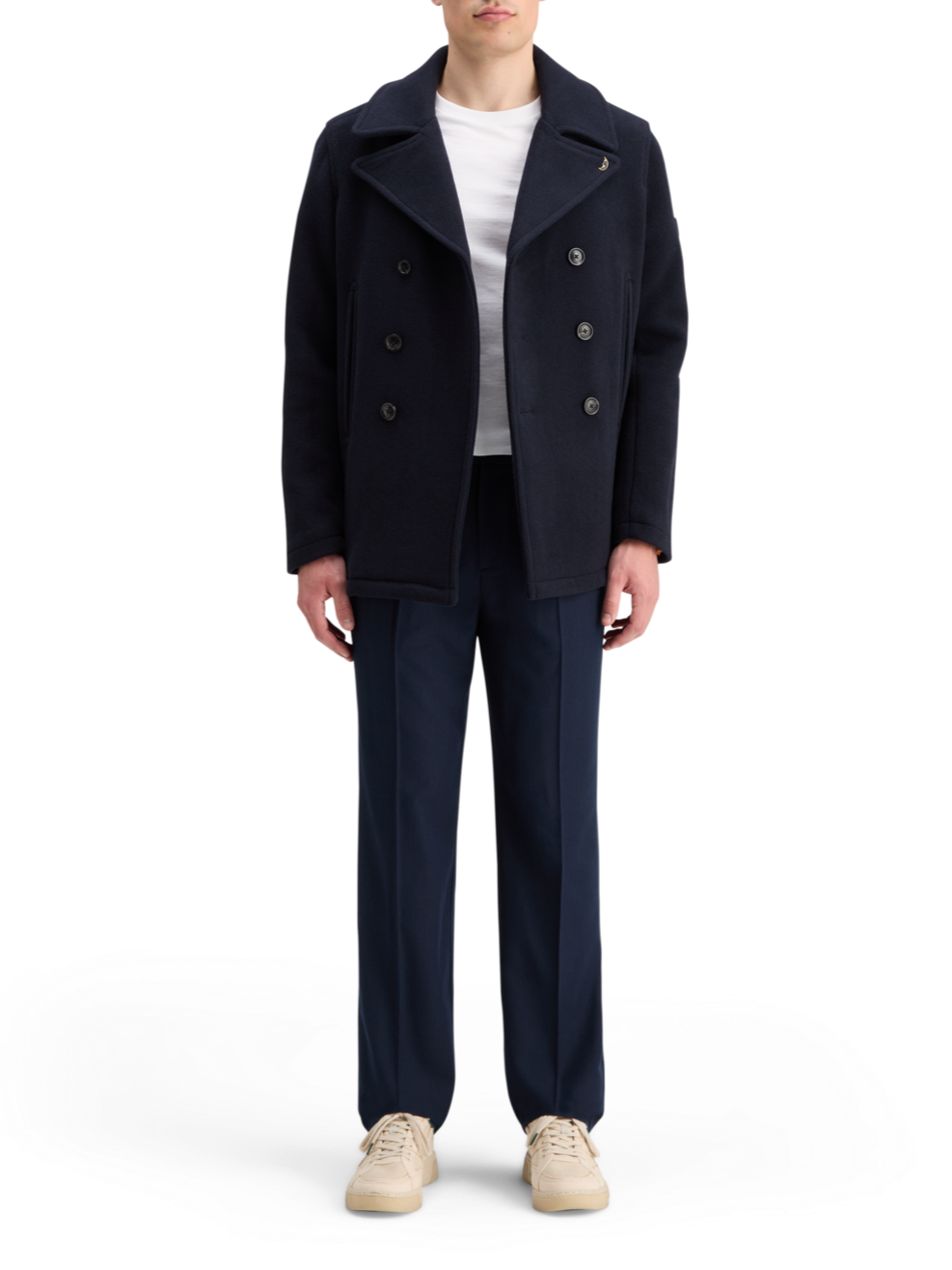 RELAXED STRAIGHT FIT PLEATED WOOL BLEND CHINO