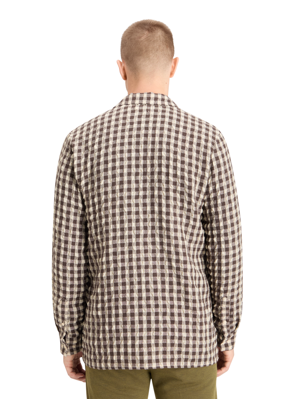 SEERSUCKER WOOL BLEND CHECK SHIRT