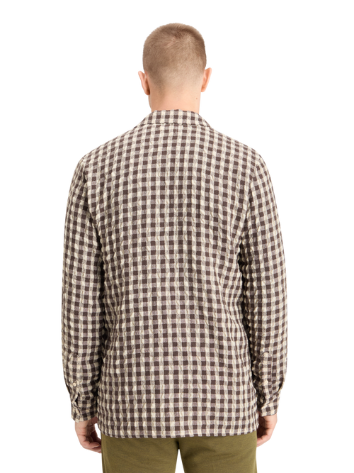 SEERSUCKER WOOL BLEND CHECK SHIRT