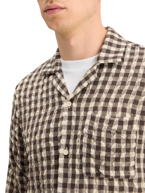 SEERSUCKER WOOL BLEND CHECK SHIRT