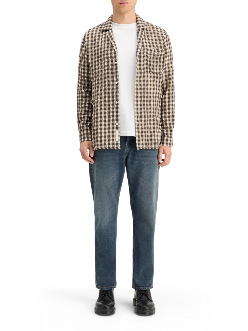 SEERSUCKER WOOL BLEND CHECK SHIRT