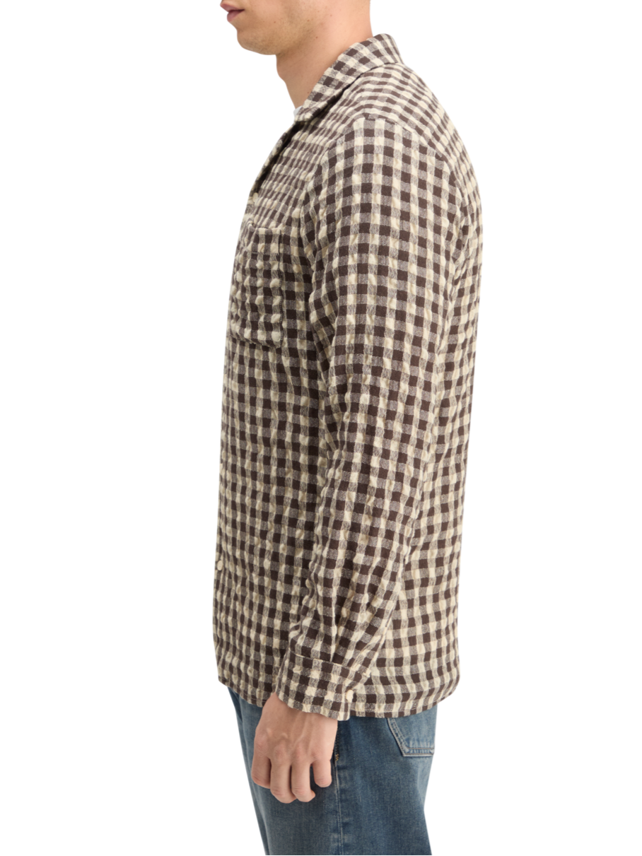 SEERSUCKER WOOL BLEND CHECK SHIRT