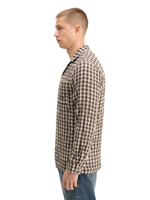 SEERSUCKER WOOL BLEND CHECK SHIRT