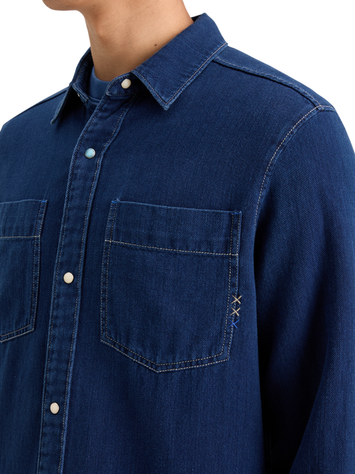 REGULAR FIT PREMIUM INDIGO TWILL WASHED SHIRT