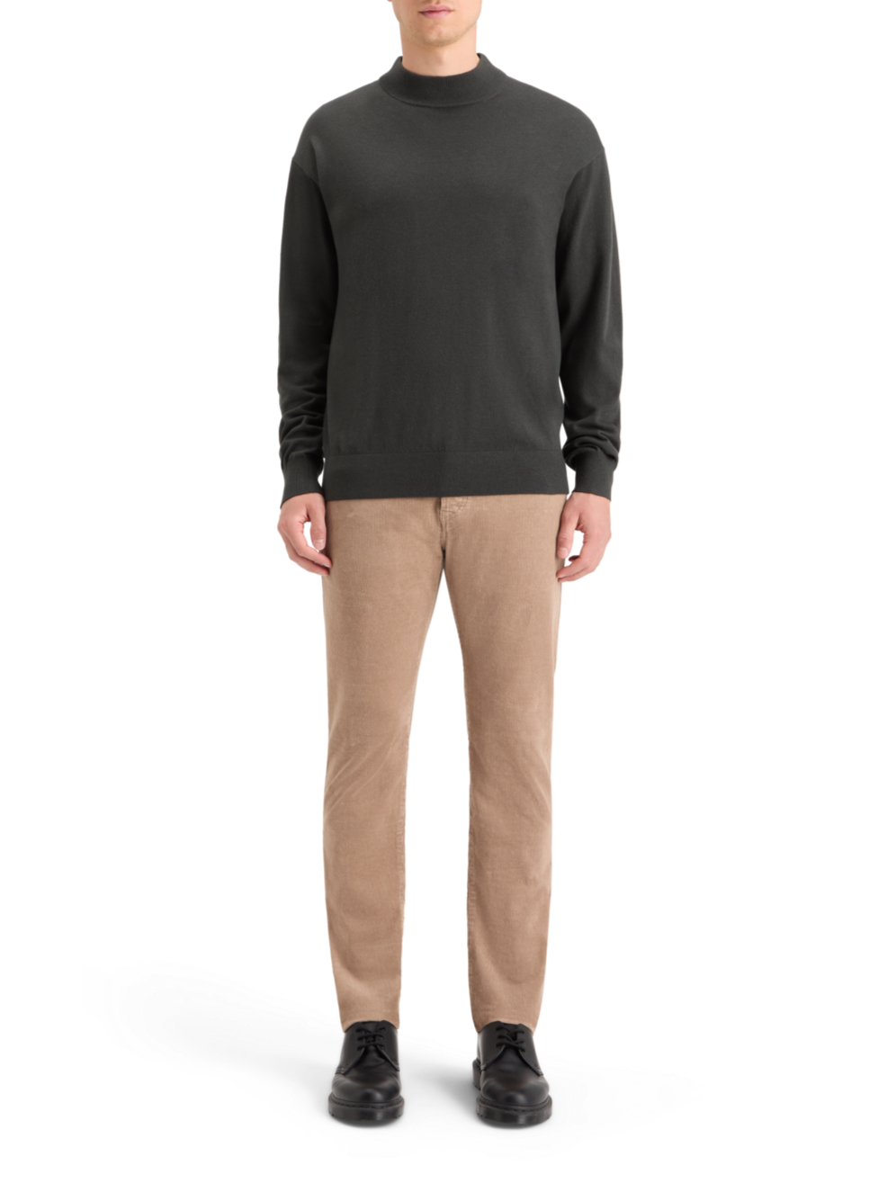 DROPPED SHOULDER MOCK NECK SWEATER