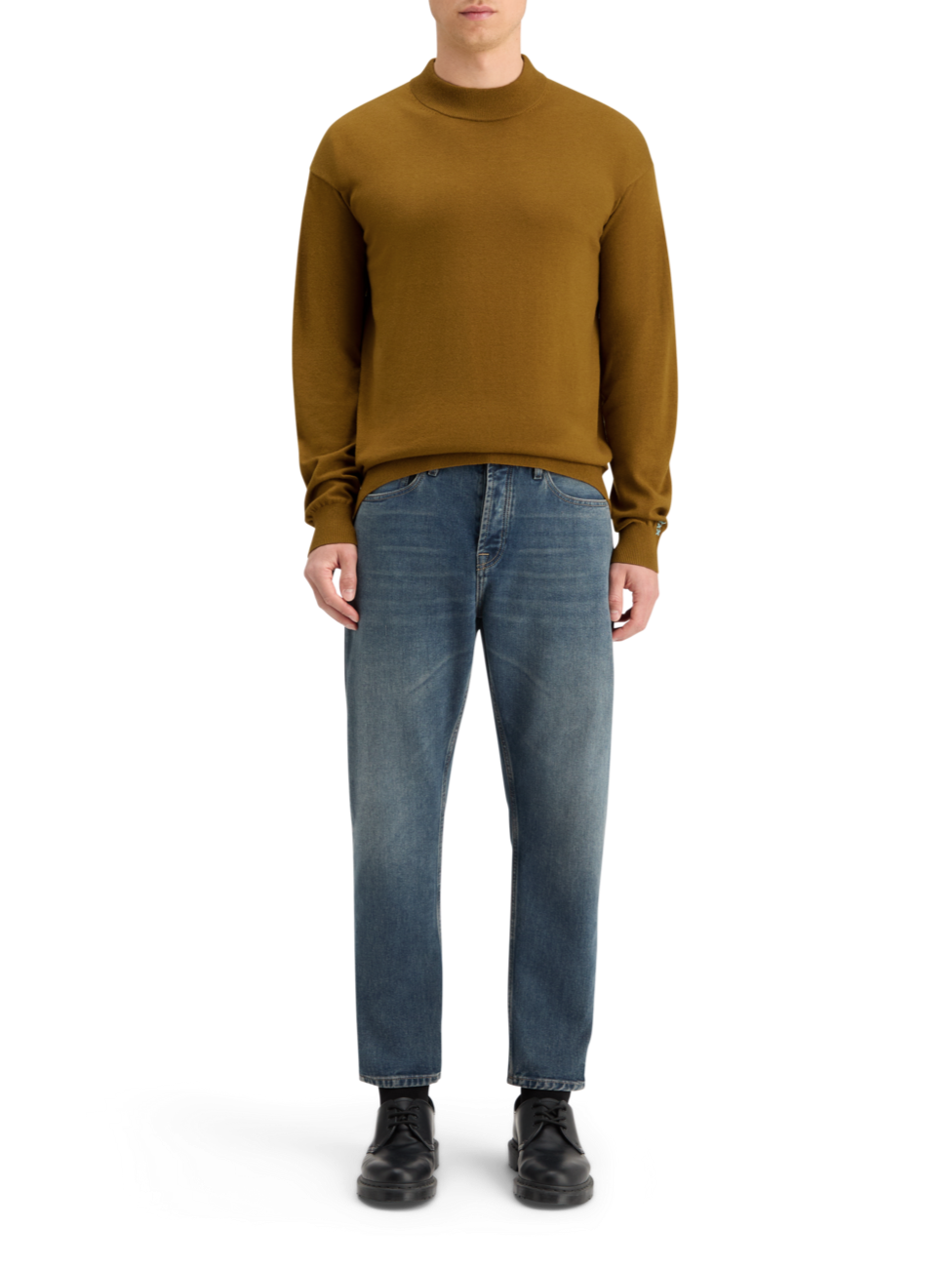 DROPPED SHOULDER MOCK NECK SWEATER