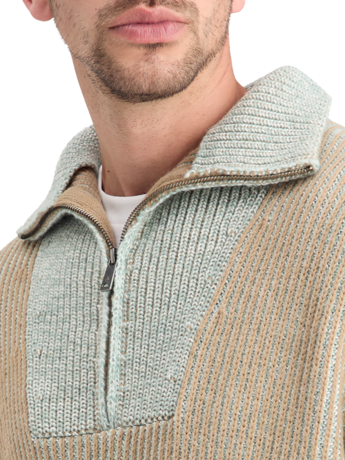 ZIP TROYER ALPACA WOOL BLEND SWEATER