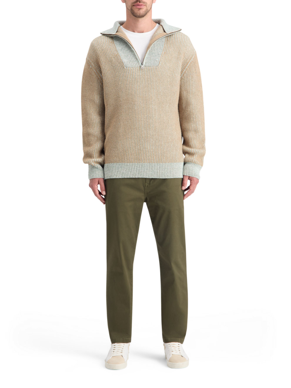ZIP TROYER ALPACA WOOL BLEND SWEATER