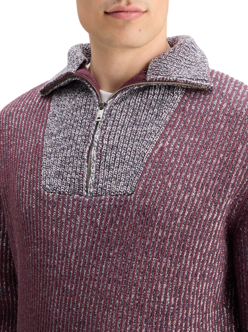 ZIP TROYER ALPACA WOOL BLEND SWEATER