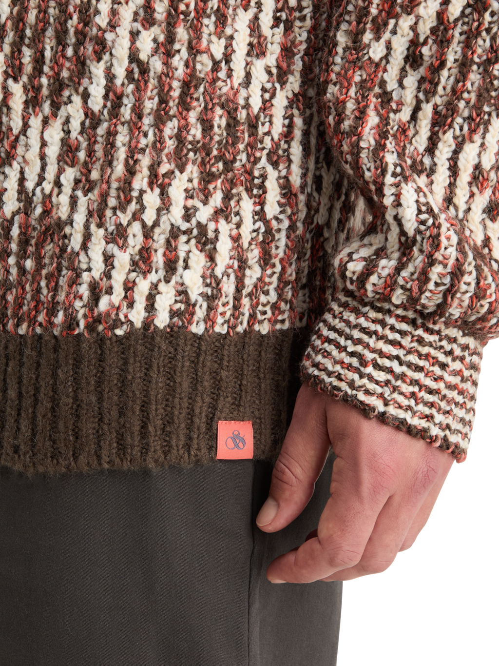 TURTLE NECK JACQUARD EXTRA DROPPED SHOULDER SWEATER