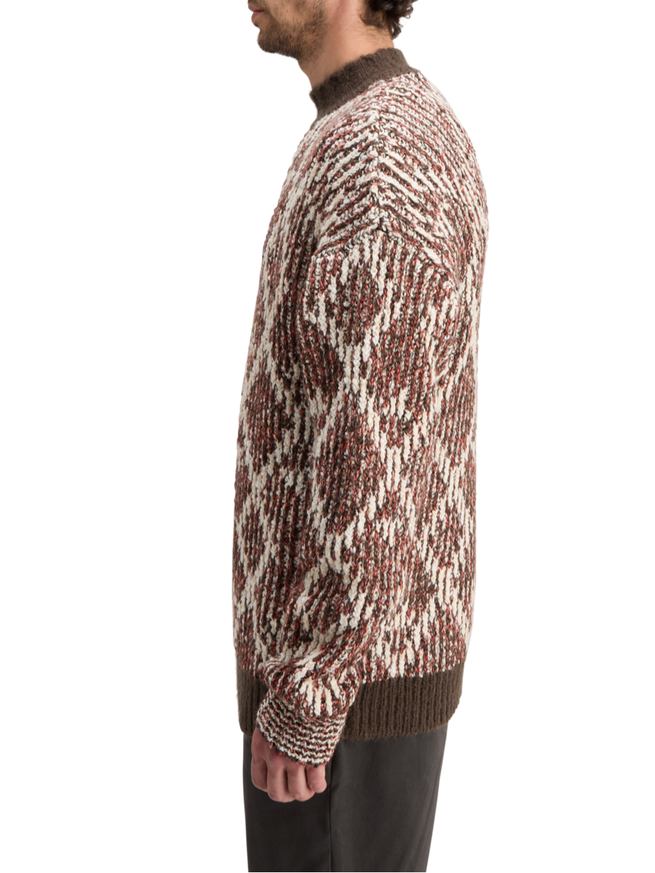 TURTLE NECK JACQUARD EXTRA DROPPED SHOULDER SWEATER