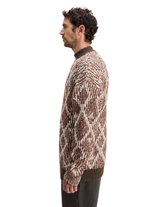 TURTLE NECK JACQUARD EXTRA DROPPED SHOULDER SWEATER