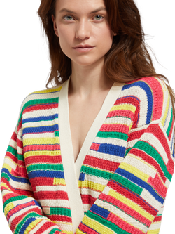 MULTICOLOURED INTARSIA KNITTED CARDIGAN