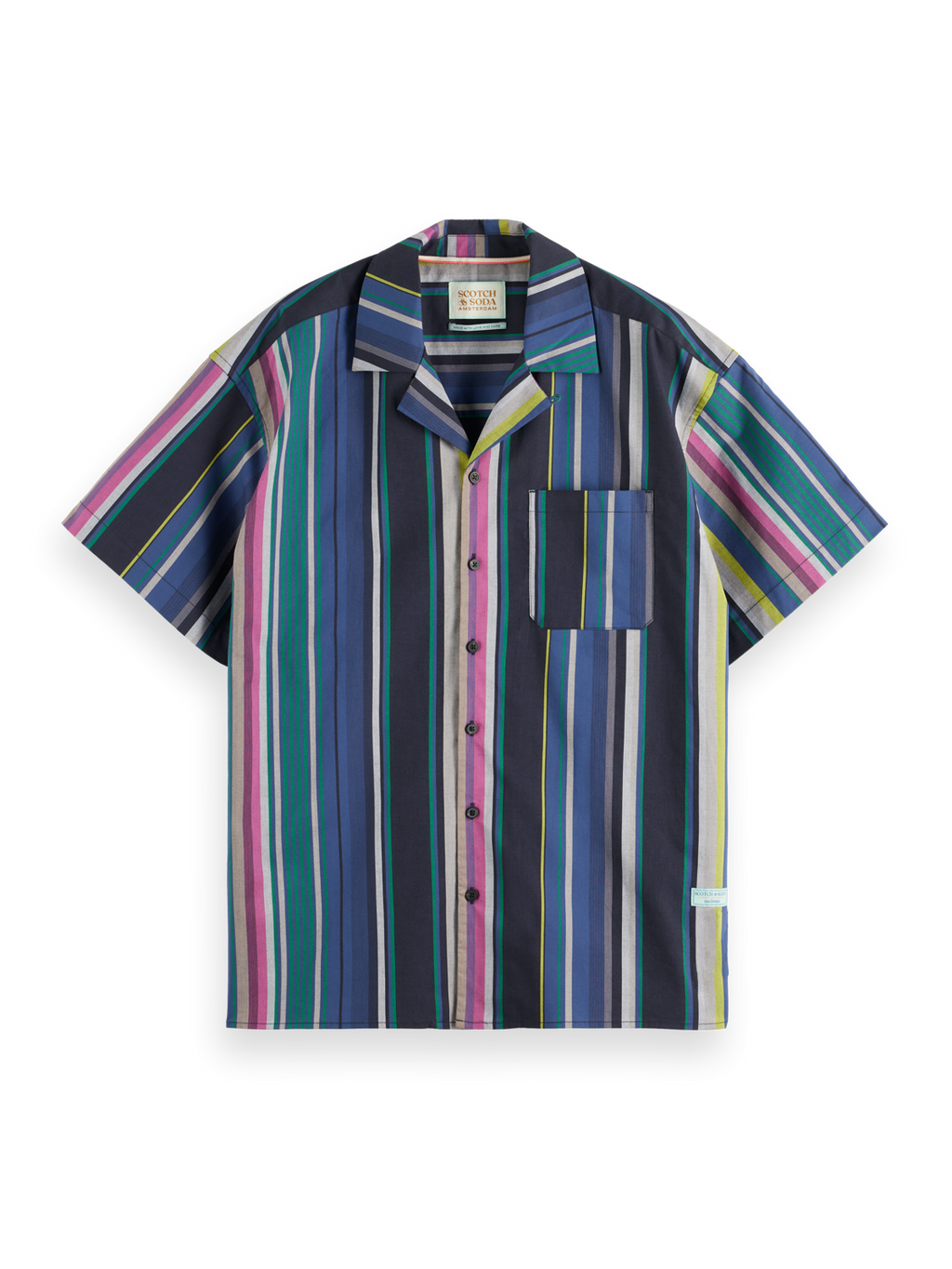 MULTICOLOUR STRIPED FINE COTTON POPLIN HAWAII SHIRT