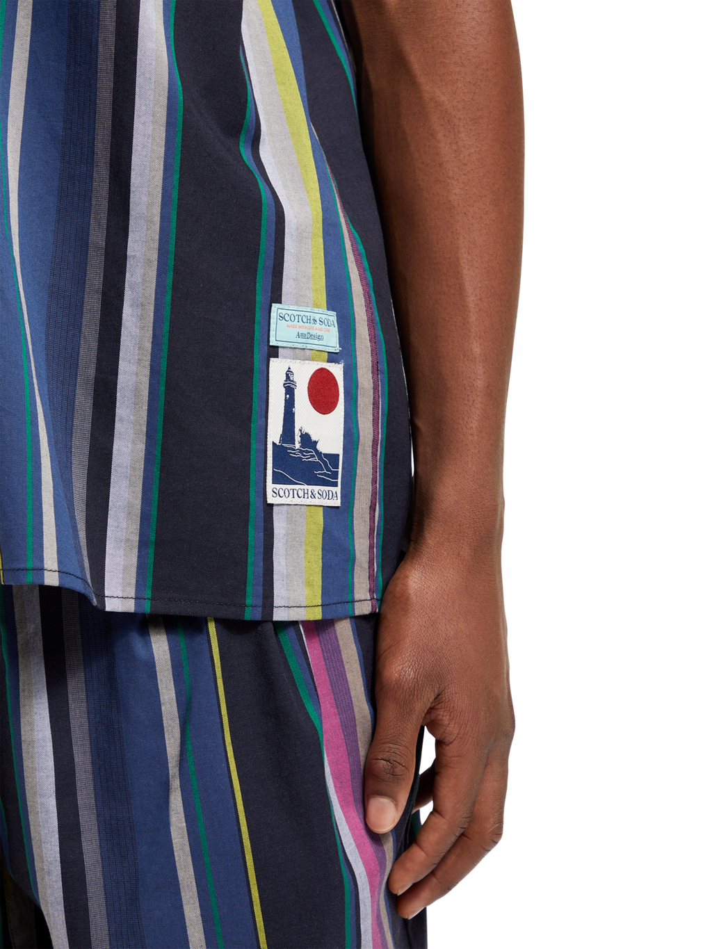 MULTICOLOUR STRIPED FINE COTTON POPLIN HAWAII SHIRT