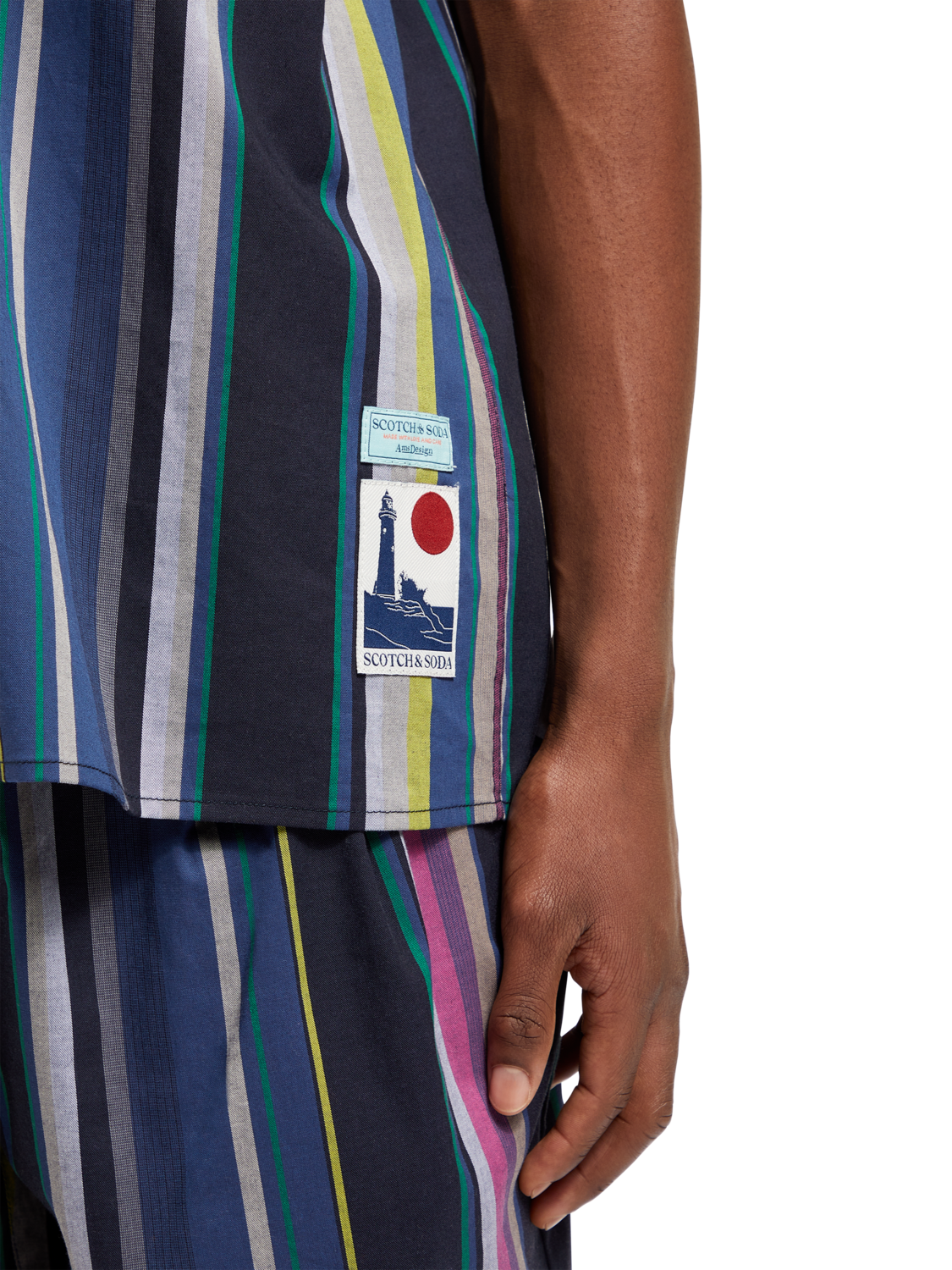 MULTICOLOUR STRIPED FINE COTTON POPLIN HAWAII SHIRT