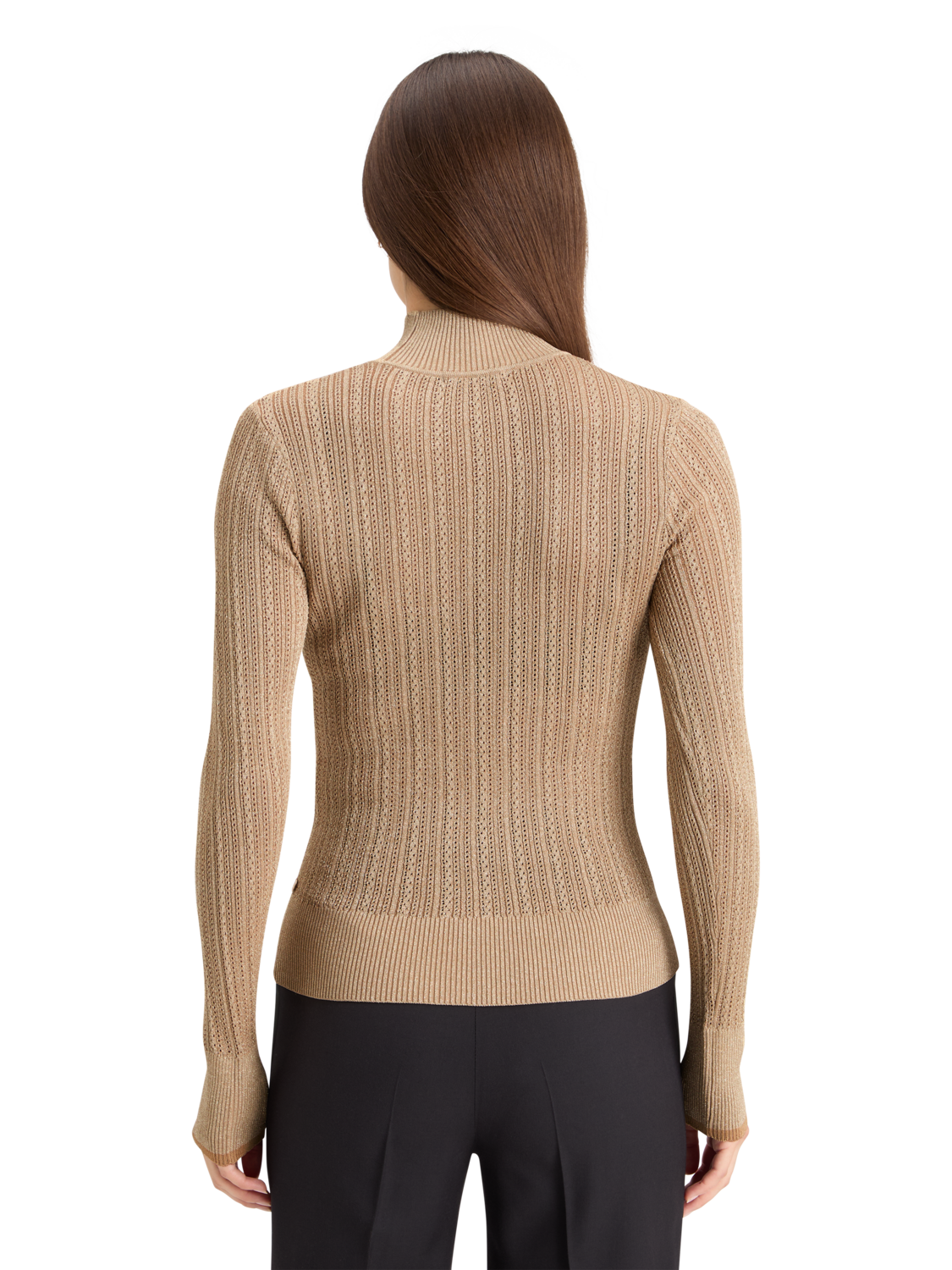 METALLIC POINTELLE FITTED PULLOVER