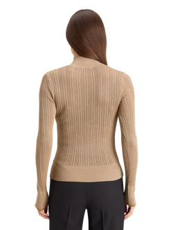 METALLIC POINTELLE FITTED PULLOVER