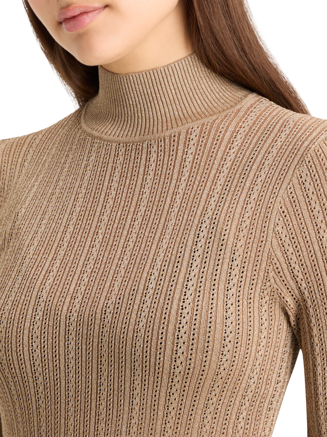 METALLIC POINTELLE FITTED PULLOVER