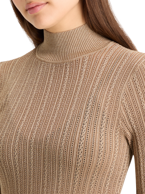 METALLIC POINTELLE FITTED PULLOVER