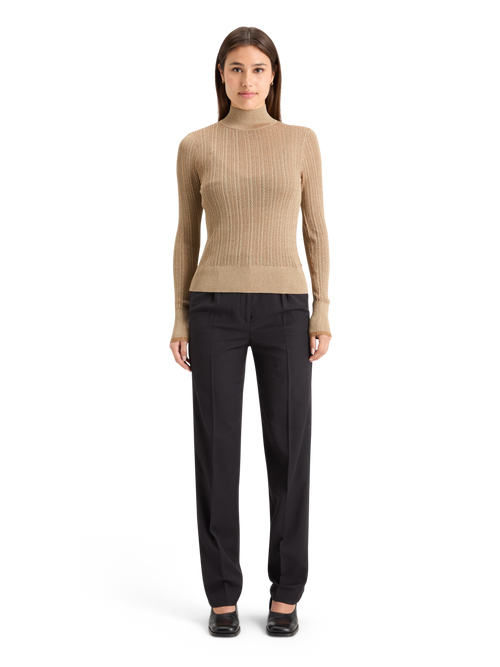 METALLIC POINTELLE FITTED PULLOVER