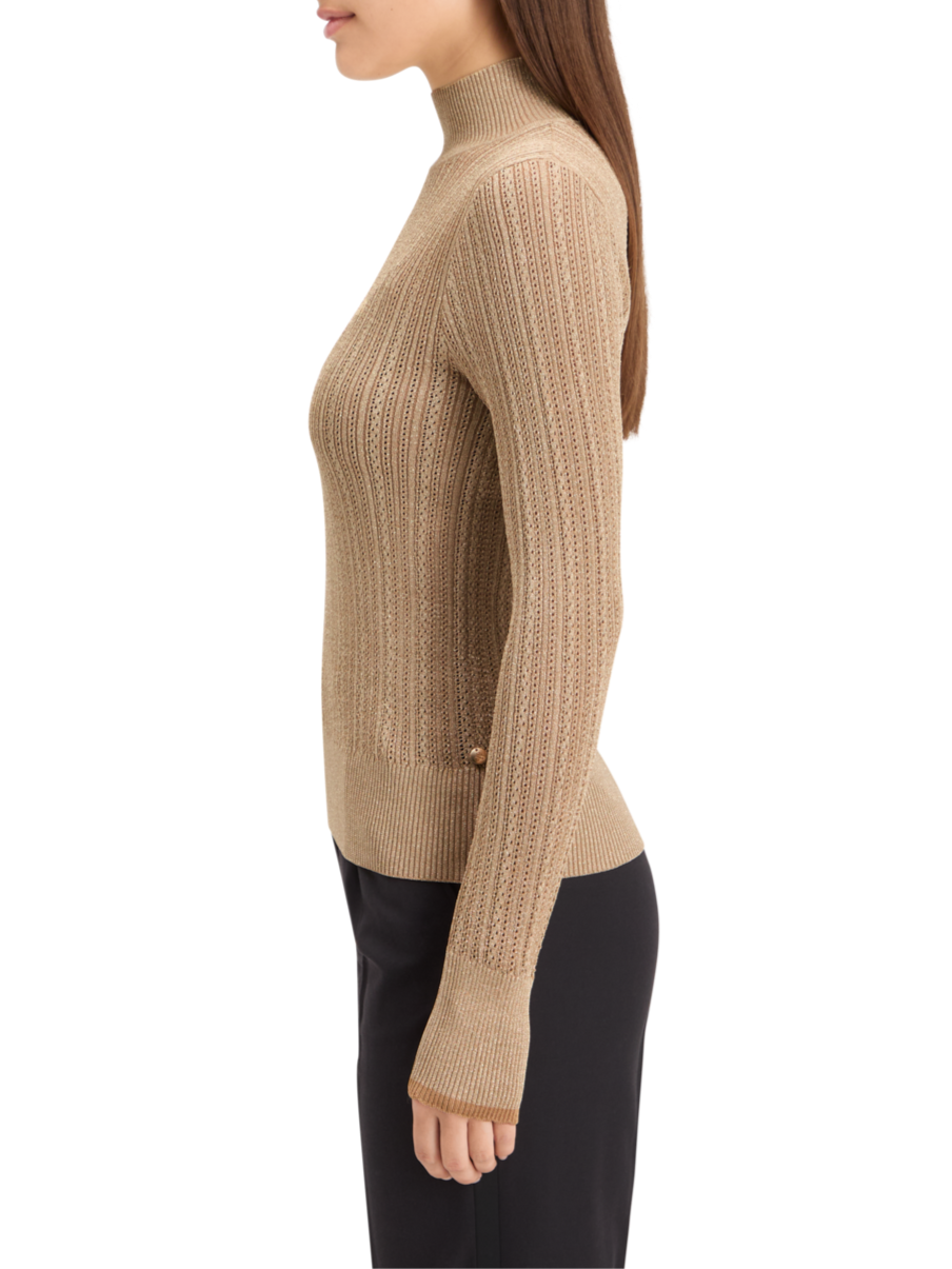 METALLIC POINTELLE FITTED PULLOVER