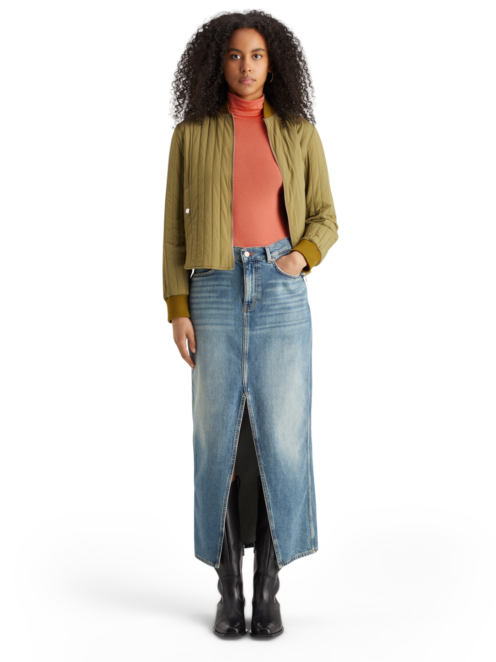ROLL UP NECK LONG SLEEVE T-SHIRT