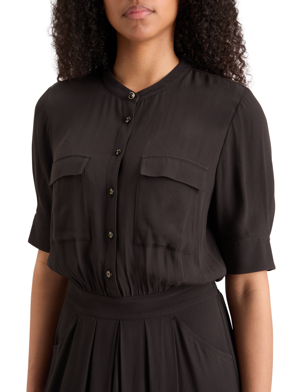 CREPE MIDI DRESS WITH CHEST POCKETS