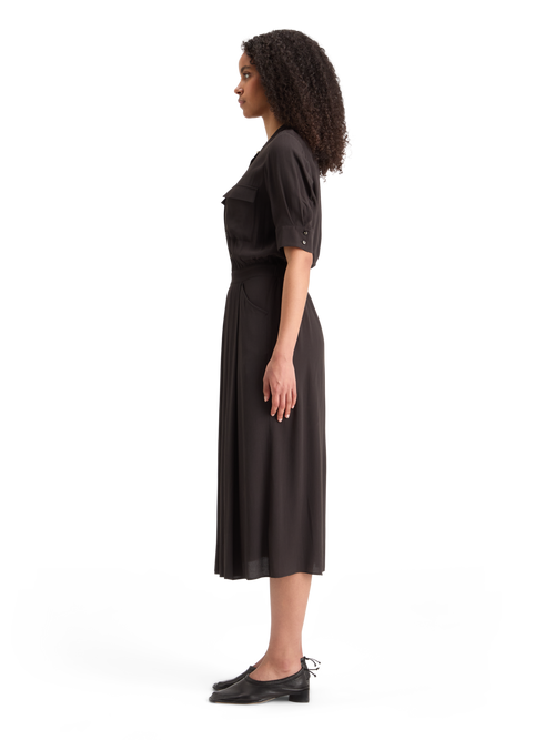 CREPE MIDI DRESS WITH CHEST POCKETS