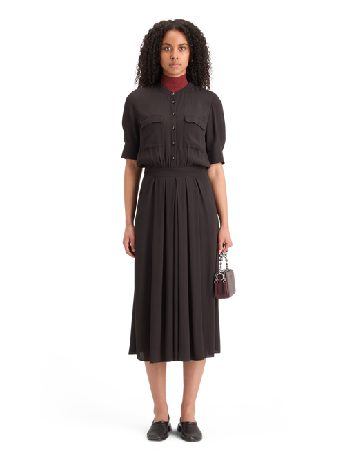 CREPE MIDI DRESS WITH CHEST POCKETS